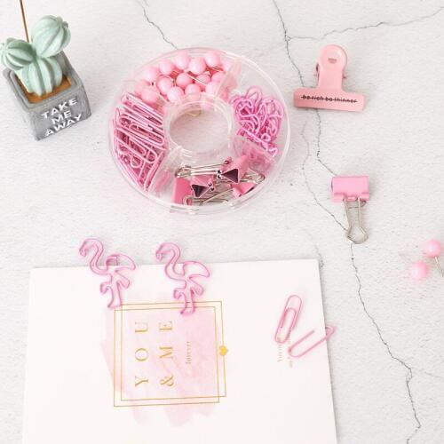 TUTU Free shipping Binder clips push pins donuts stationery combination set pushpin clip H0286