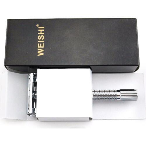 WEISHI Double Edge Safety Razor Copper alloy Bright Chromium surface 9306-FL Long handle 80 PCS/LOT NEW