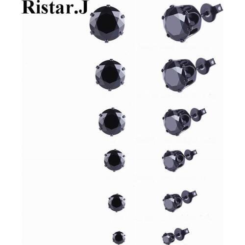 Big Small Black White Zircon Stud Earrings For Women Classic Fashion Jewelry Cute Gifts Bijoux Wholesale
