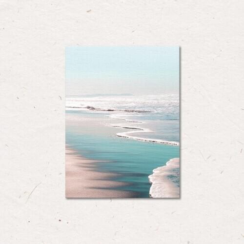 HAOCHU Beach Summer Bedroom Background Painting Fresh Blue Sea Rectangle Unframed Canvas Painting Beautiful Home Decoration