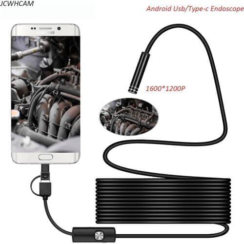 1200P Android PC Endoscope Camera USB TypeC Inspection Endoscope Semi Rigid 1m 2m 3.5m 5m Cable Led Light Waterproof Mini Camera