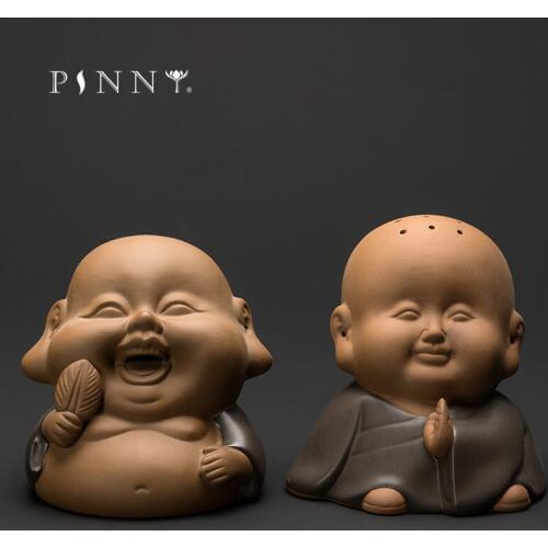 PINNY Ceramic Monk Incense Burner Coil Incense Base Tea Room And Home Decoration Buddha Smoke Sandalwood Censer Ceramic Crafts