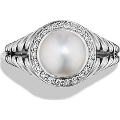 Rings for Women Silver Plated Pearl Rings Banquet Couple Wedding Rings Fashion Creative Jewelry Birthday Gift for Girlfriend