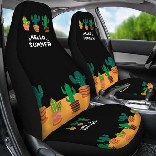 Summer Cactus Prints Comfortable 2pcs/Set Car Seat Covers Stylish Vehicle Seat Cushion Easy to Install Car Seat Protector 2021