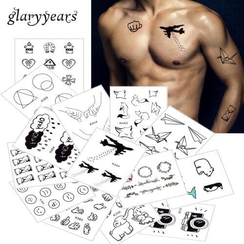 10*8cm glaryyears 5 Pieces/set Cute Tiny Tattoo Sticker WST-K Black Temporary Body Art Decals Paper Waterproof Hands Neck Makeup