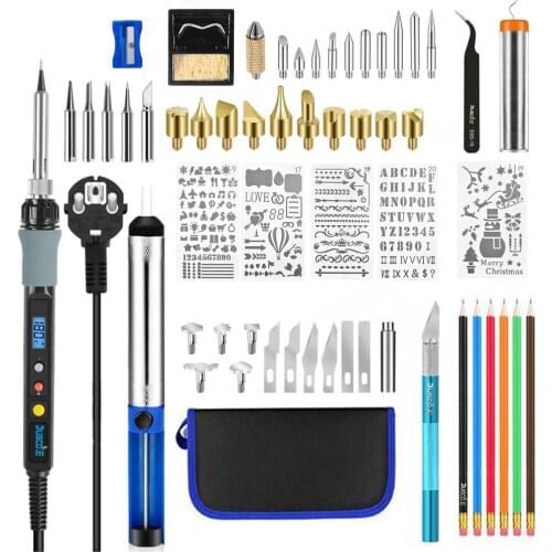 60W/80W Electric Soldering Iron Kit Wood Burning Embossing Welding Pen Set Adjustable Temperature Carving Pyrography Tools