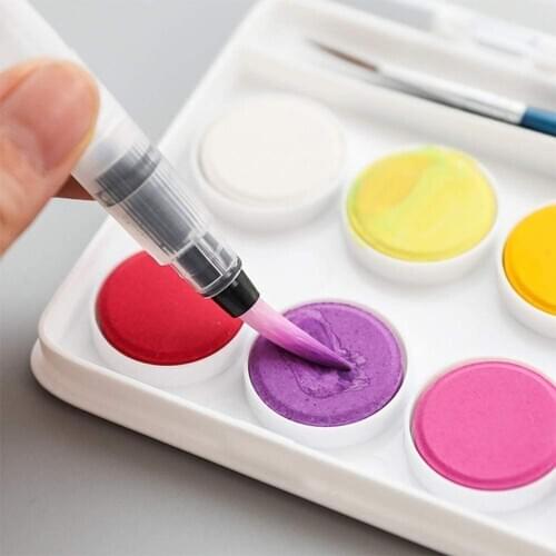 Refillable Large Capacity Paint Brush Storage Set Paint Pen Sharp/Flat Hair Water Portable Solid Watercolor Painting Accessories