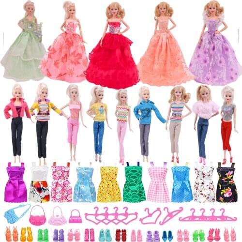 Fashion Barbies Doll Set Beautiful Dress Clothes Shoes Bags Hanger For 11.8 Inch Dolls BJD Doll Girls Toy Gift