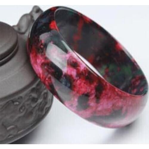 Cuff natural pink red Peach blossom jade BEAUTIFUL women charm bangle bracelet luck