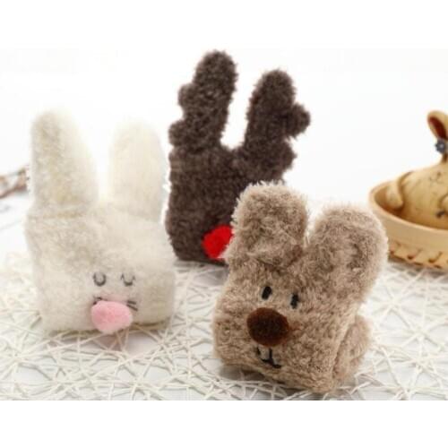 120pairs/lot christmas type winter warm women 3D cute cartoon animal fleece Floor sock with ear