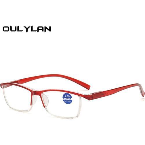 Oulylan Reading Glasses Women Blue Light Blocking Computer Eyeglasses Men Half Frame Eyewear Presbyopia Diopter +1.0 2.0 3.0 4.0