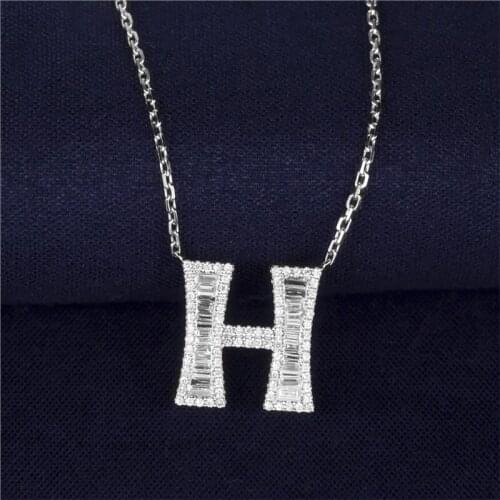 18K Gold Natural Diamond Letter Necklace MS-151