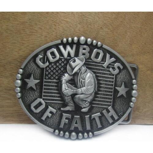 BuckleClub wholesale zinc alloy retro cowboys of faith belt buckle FP-03556 western belt buckle jeans gift belt buckle