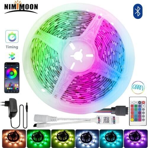 RGB Bluetooth Led Strip Light SMD 5050 Waterproof Tape DC 12V Ribbon Diode WIFI Remote Control+Adapter Flexible Lighting Decor