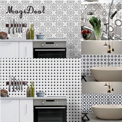 MagiDeal Self-adhesive PVC Tile Stickers Bathroom Kitchen Wall Floor Decals 20cmx5m