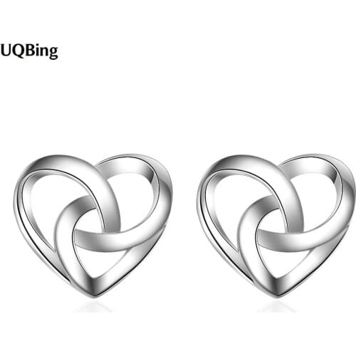 925 Sterling Silver Hollow Heart Shape Stud Earrings For Women Gifts Jewelry Wholesale