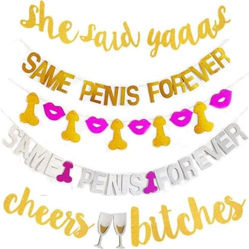 Party Decorations Supplies Gold Letter Banners Same Penis Forever Banners Diy Hen Party Bachelorette Party Decor Supplies