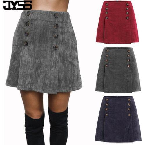 Corduroy Apparel suede leather women 90s Vintage short skirt Winter high waist casual monday to sunday wear