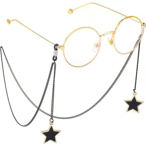 Glasses rope hanging neck fashion simple black big five-pointed star pendant not easy to fade chain sunglasses glasses chain