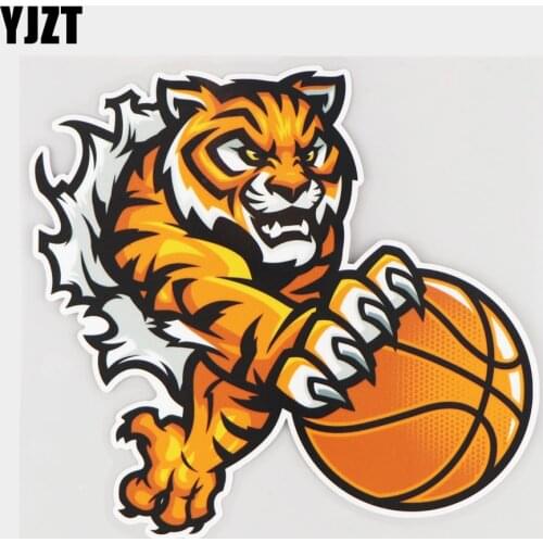 YJZT 16.8×15.7CM Tiger Breaking Through The Wall Personality Cartoon Auto Body Decal Car Stickers 21A-0183
