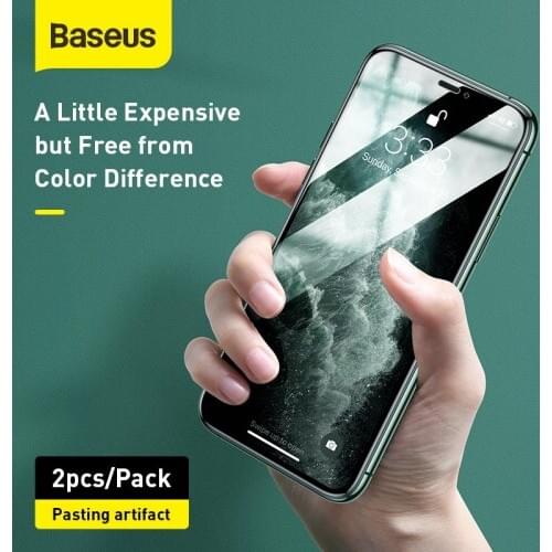 Baseus 0.3mm 2Pcs Full-screen Tempered Glass Green Film For iPX/XS/XR/11 Pro Max 5.8/6.1/6.5inch Curved Surface Eye Protective