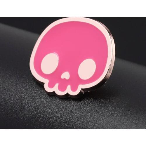 Halloween Party Accessories Pink Skull Brooch Button Enamel Lapel Pin Badge Coat Pin Jewelry Gift