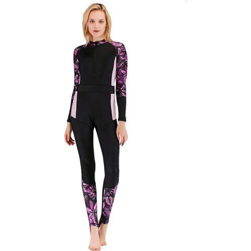 Women Full Body Lycra Westuit UPF 50+ UV Protection Rash Guard Quick Dry Swimsuit Dive Skin One Piece Long Sleeve Zipper Padded