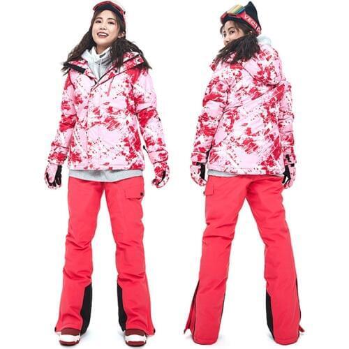 Winter Ski Suit for Women Warm Waterproof Windproof Outdoor Skiing and Snowboard Jacket and Snow Pants Set Female Ski Coats