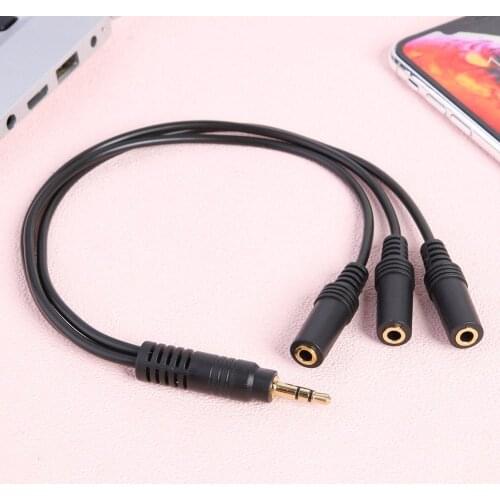 3.5mm 3-Pole Plug to 3 Way Stereo Audio Headphone Splitter Adapter Cable Gold-plated plug Reduce the loss of sound quality