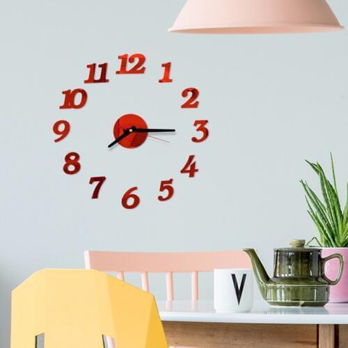 3D Mirror Wall Clock Modern Large Wall Clock 3D Mirror Sticker Unique Big Number Watch DIY Decor Acylic Mirror Fashion Clocks