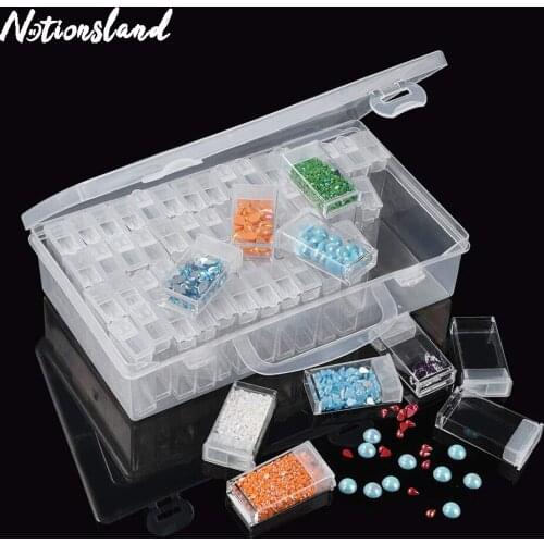 64 Grids Embroidery Crystal Bead Storage Box Diamond Painting Tool Rhinestone Stone Container with Sticker Embroidery Accessory
