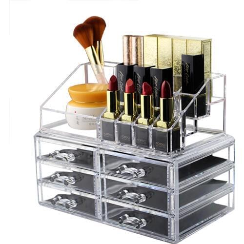 Acrylic Transparent Makeup Organizer Jewelry Storage Box Lipstick/Cosmetic Brush Organizer Multifunctional Storage Box