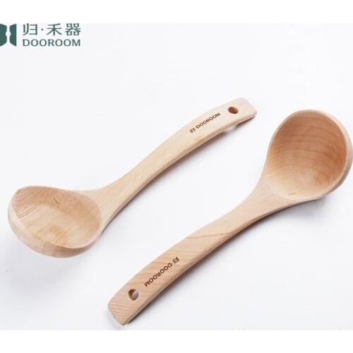 Wooden Spoon Wooden Spoon Long Handle Unpainted Soup Spoon Porridge Spoon Porridge Spoon Large Solid Wood-One