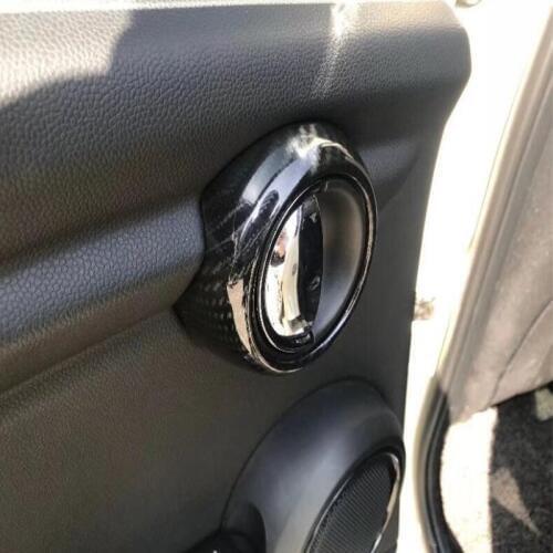 For Mini Cooper 2018 3 Doors 2PCS Carbon Fiber ABS Chrome Car Interior Inside Door Handle Cover Trim Moldings Car Styling