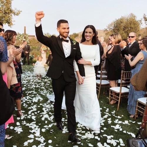 Elegant Wedding Dresses Three Quarter Length Sleeves White Ivory Backless Bridal Dresses Custom Wedding Gown Vestidos De Noiva