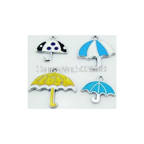 FJGH!! 20Pcs/Lots Enamel MIXED Umbrella charms pendants for key charm