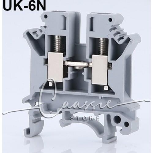 Din Rail Terminal Block 10Pcs UK-6N Universal Class Connector Screw Connection Terminal Strip Block UK6N Wire Conductor