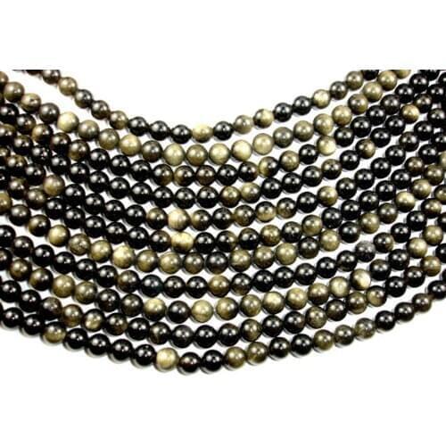 Wholesale Natural Golden Obsidian Beads Round 4mm 6mm 8mm 10mm 12mm Polished Round Loose Gem Stone Beads 15.5" strand