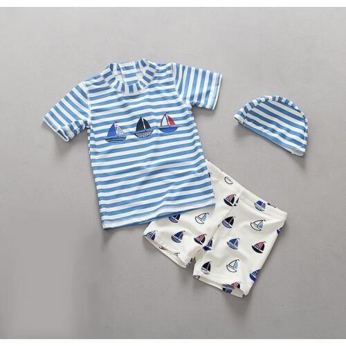Toddler Baby Boy Swimwear Summer Fashion Cartoon Kids Boys Swimming Bath Suit Children Short Sleeve+Swim Short Pants Swimsuit