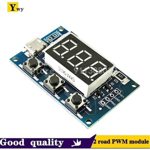 Micro USB DC 2CH Adjustable PWM Signal Generator Duty Cycle Pulse Frequency Module Digital LED Display Tube DC 5V 12V 24V DIY