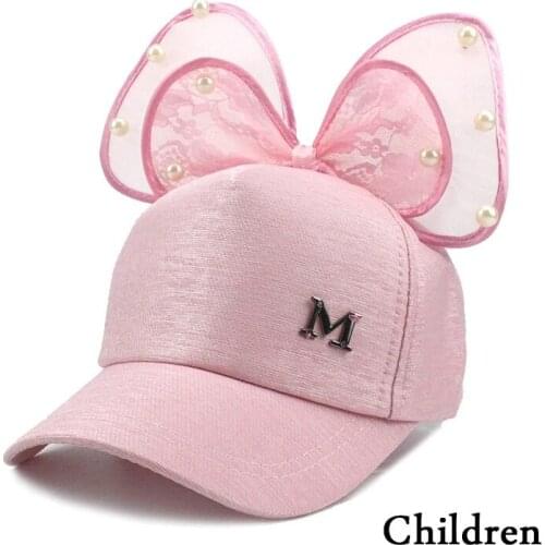Cute Baby Hat Spring Summer Girl Baseball Cap Glitter Sequin Pearl Lace Bowknot Kid Hat Girls Sun Hats for 2-8 Year Old Children