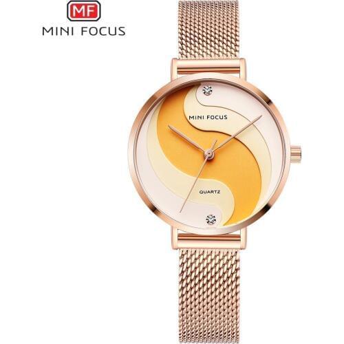 MINIFOCUS Watches Women Fashion Watch 2019 Female Watch Gold Luxury Brand Womans Watch Ladies Stainless Steel Mesh Wristwatches