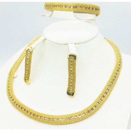 Wholesale fashion earrings/pendants/necklace 24K gold jewelry set for ladies birthday travel gift brides accessories