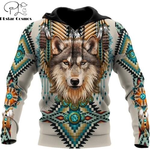Native Spirit Wolf 3D All Over Printed Fashion Hoodies Mens Hooded Sweatshirt Unisex Zip Pullover Casual Jacket Tracksuit DW0229