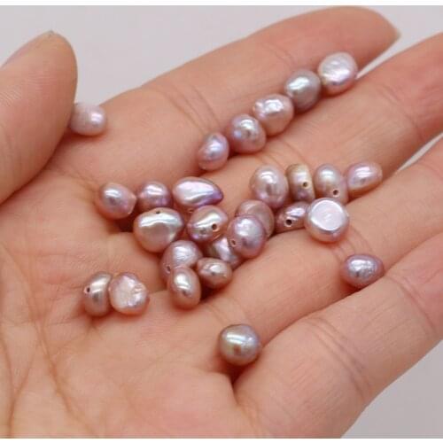 Natural Freshwater Pearl Purple Color Through Hole Loose Bead For Jewelry Making DIY Necklace Earrings Bracelet Accessories