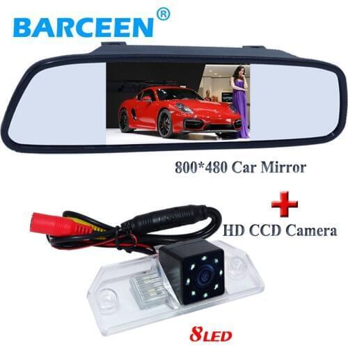 Rainproof car reserve reversing camera with ccd image 8 led with 4.3" screen car parking mirror adapt for Ford-focus sedan