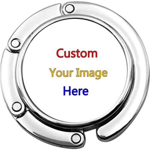 Noisydesigns Customized Your Image logo Portable Metal Folding Handbag Hanger Table Purse Hook Portable Fashion Dropshipping