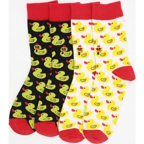 Men Cartoon Hip Hop Cool yellow duck socks Cotton Skateboard Sock Art Funny Socks personality tide pet elf sox Casual for lovers