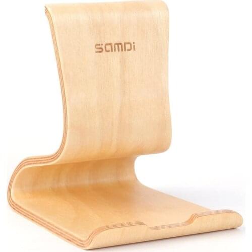 Universal 2021 new lazy phone holder wooden walnut birch phone holder tablet, suitable for iOS Android smartphones (walnut)