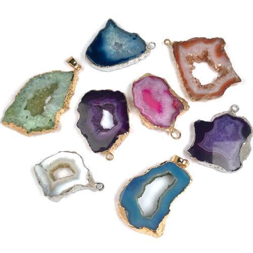 Natural Stone Agates Pendant Irregular Quartz Pendant for Jewelry Making DIY Necklace Earrings Accessories Reiki Healing Gift